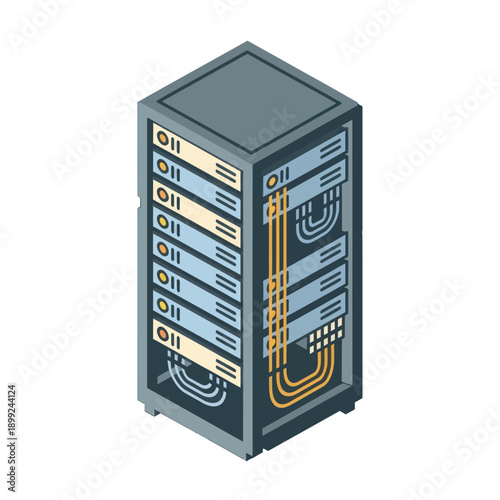 Server Cabinet with Multiple Storage Devices.