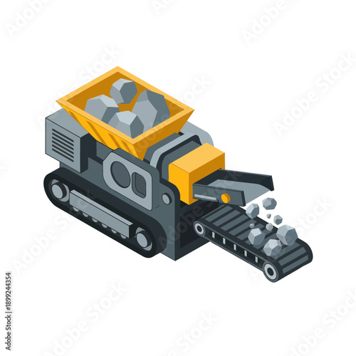 Crushing Machine with Rocks and Debris.