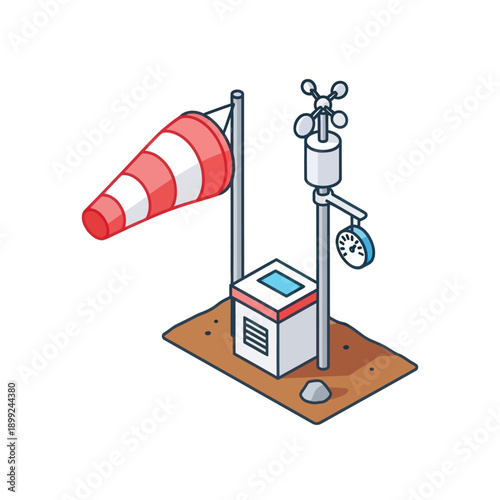 Weather Station with Anemometer and Windsock.