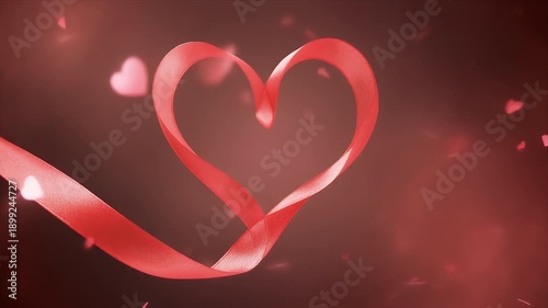 Wallpaper Mural Flowing red ribbon forms a glowing heart in soft motion, romantic and elegant with warm pink tones, ideal for love stories, Valentine campaigns, weddings, and emotional branding visuals. Torontodigital.ca