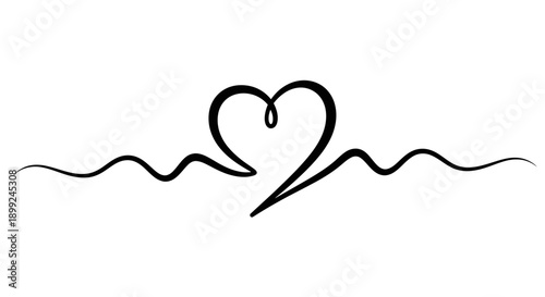 A stylized black heart symbol integrated into a wavy line, representing a heartbeat or pulse.