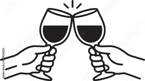 Two people clinking wine glasses in a toast