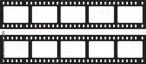 Film strip with blank frames on transparent background