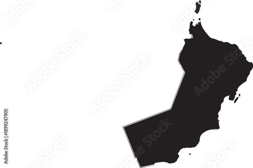 Oman Blank Outline Map - Detailed Governorates, Muscat Capital City, and National Administrative Borders Vector