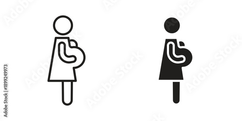 Pregnancy icon and Symbols Collection. Simple Flat Outline Stroke