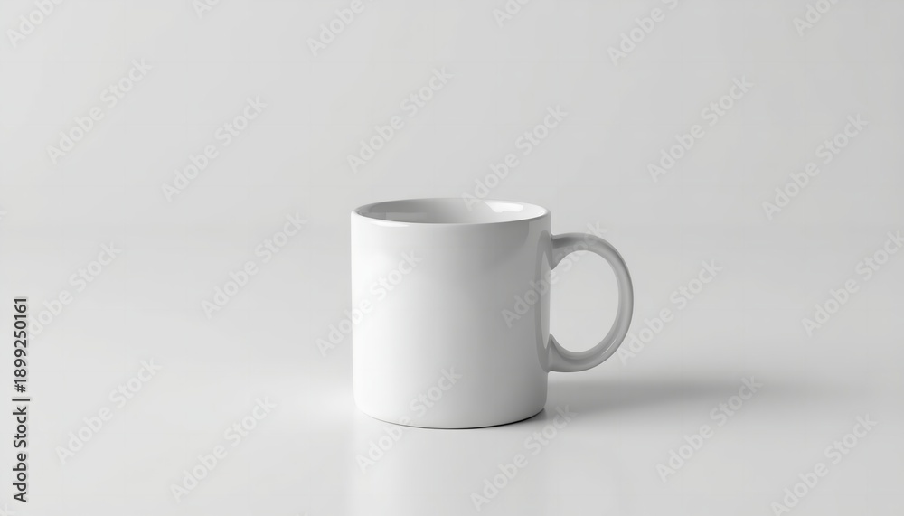 Obraz premium A white coffee mug on a plain background with a subtle shadow