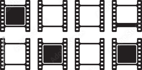Collection of Various Film Strip Icons Isolated on Transparent Background