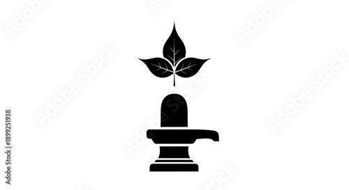 Black silhouette of a Shiva Linga with lotus flower.