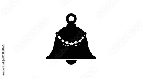 Simple black bell icon with decorative elements on a white background.