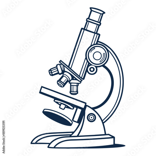A detailed illustration of a microscope used for scientific research and study