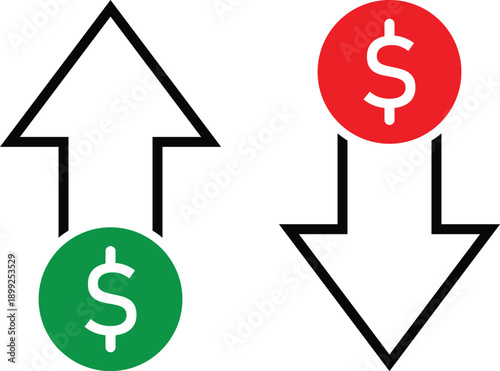 Money Up and Down Arrow Icons