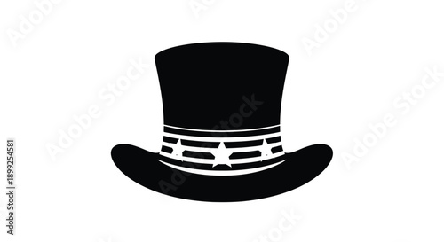 A striking black top hat design sharply defined silhouette