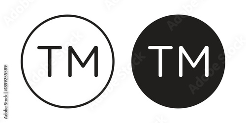 TM trademark icon and Symbols Collection. Simple Flat Outline Stroke