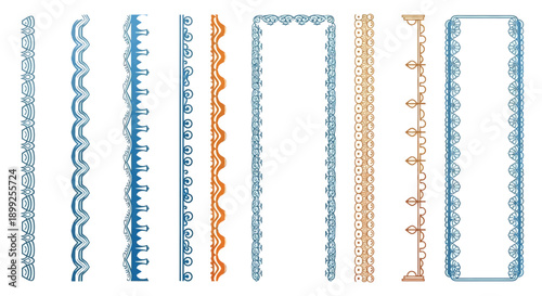 A collection of decorative borders and frames with intricate patterns and varied designs, showcasing different styles and textures.