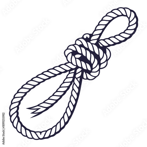 A detailed illustration of a complex nautical knot tied with a thick rope.