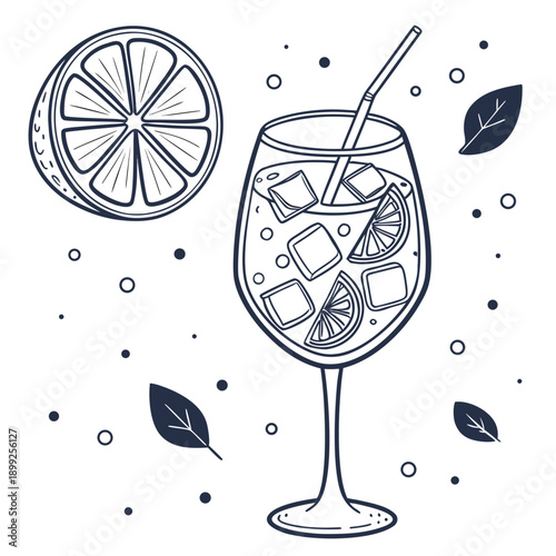 A refreshing glass of lemonade with a slice of lemon and a straw