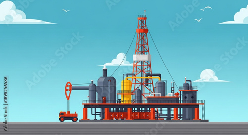 Oil Rig Platform Industrial Energy Production.