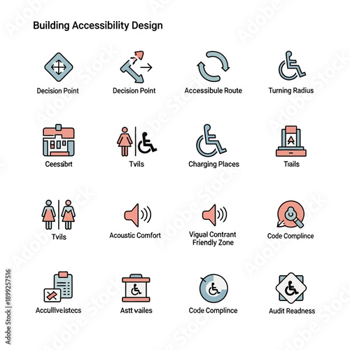 Accessibility Icons for Building Design Elements.