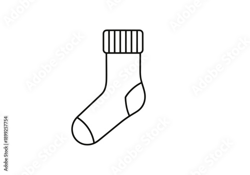 Clean Line Art Object Representing A Single Cozy Sock With Folded Cuff Simple Graphic Form Isolated On White Background For Everyday Use And Warmth
