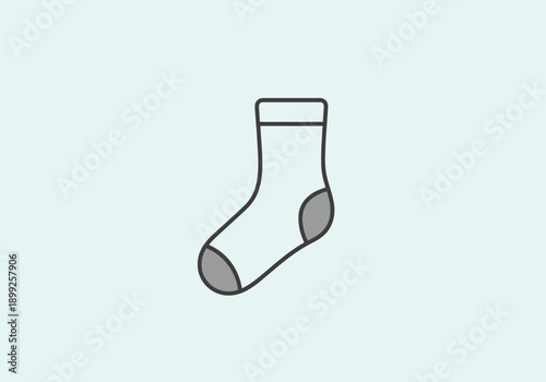 Clean Outline of a Single Soft Cotton Sock for Everyday Wear Presented on a Pale Blue Background Representing Comfort and Simplicity in Apparel