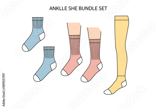 Collection Of Women Socks For Different Styles And Lengths Displayed On White Background Representing Footwear And Apparel Options