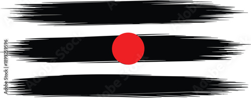 Abstract Black Brush Stroke Tripundra with Red Dot Third Eye Vector Illustration for Hindu Festival Mahashivratri and Lord Shiva Religious Spiritual Celebration Greeting Backgrounds