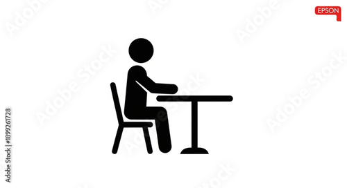 Person sitting at a table icon.