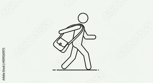 Person walking with a messenger bag icon.