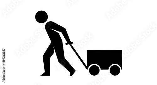 Person pulling a cart icon silhouette.