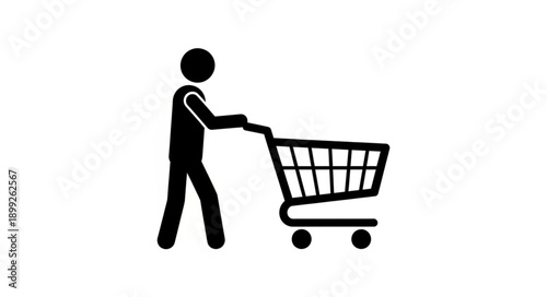 Person pushing a shopping cart icon.