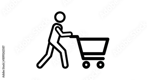 Person pushing a shopping cart icon.