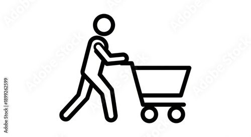 Person pushing a shopping cart icon.