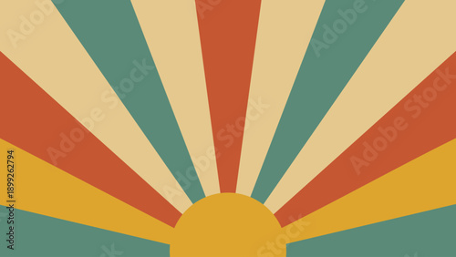 Retro Sunburst Sunrise Background with Vintage Color Rays Vector