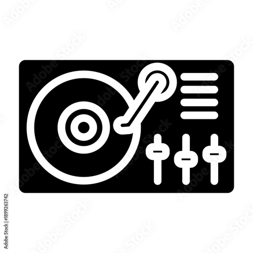 DJ Turntable Vector Glyph Icon Design