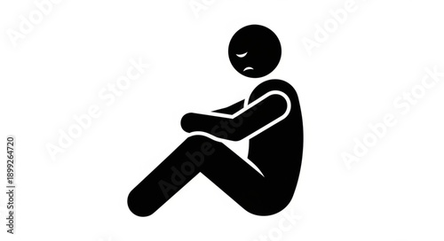 Sad Person Sitting Alone Icon.