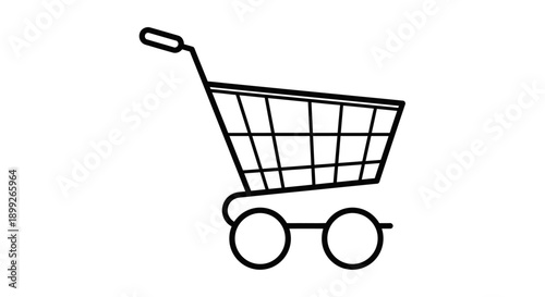 Shopping cart line art icon for e-commerce isolated PNG with Transparent Background