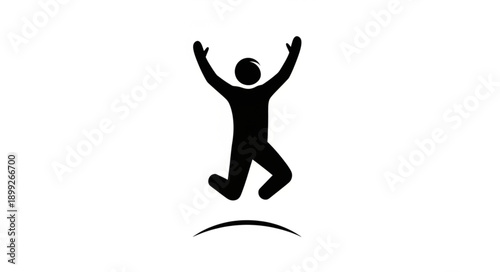 Silhouette of a person jumping with arms raised in celebration.
