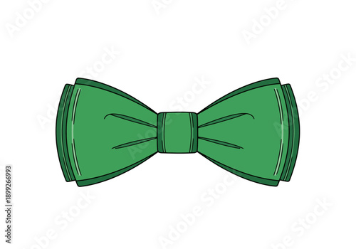Classic green bow tie accessory for formal wear and special occasions centered composition simple graphic on white background clean decoration