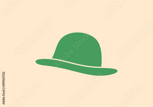 Simple Green Fedora Style Headwear Accessory Presented On A Plain Background Isolated Minimal Outline Design Element For Fashion Or Style Concepts