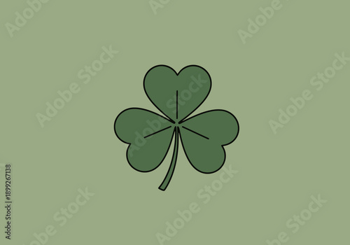 Green Leaf Clover Symbol Simple Clean Background Minimalist Nature Element Organic Botanical Graphic Element for Celebration and Tradition