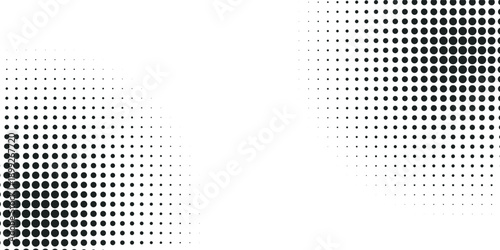 Set of halftone dots gradient pattern texture isolated on white background. Straight dotted spots using halftone circle dot raster texture.