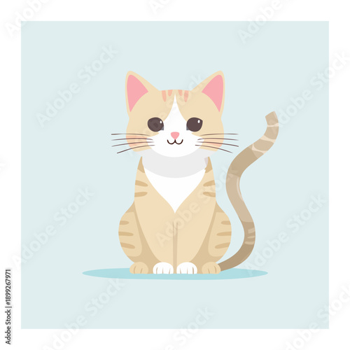 Cute Cat: An adorable cartoon cat with a friendly face, perfect for children's designs and adding a touch of sweetness to any project. The cat sits calmly, a picture of purr-fect innocence.