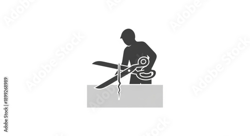 Silhouette of a person playing a guitar.