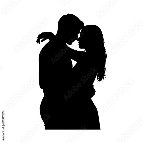 Couple Man Woman Silhouette Capsule Concept Vector
