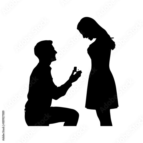 Romantic Man Woman Capsule Silhouette Vector Art