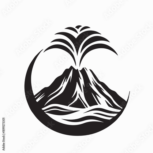 Volcano Eruption Logo Vector Illustration On White Background 