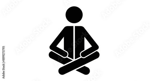 Simple Black Silhouette of a Person Meditating in Lotus Pose.