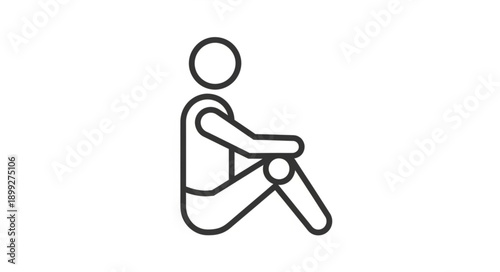 Simple Line Art Icon of a Person Sitting Down.