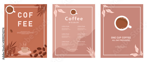 Coffee Promotion Poster Set  Flat Design 20 Discount
