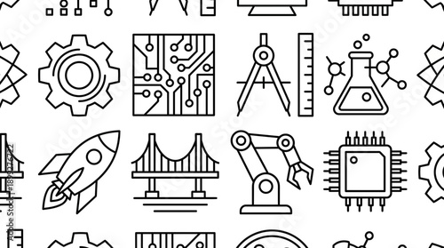 Modern technology and engineering icons set